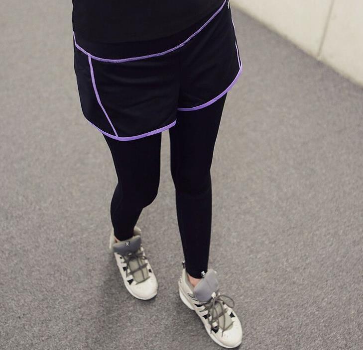 

POINT BREAK OUTDOOR YJF29 Yoga breathe freely False two pieces shorts, Black