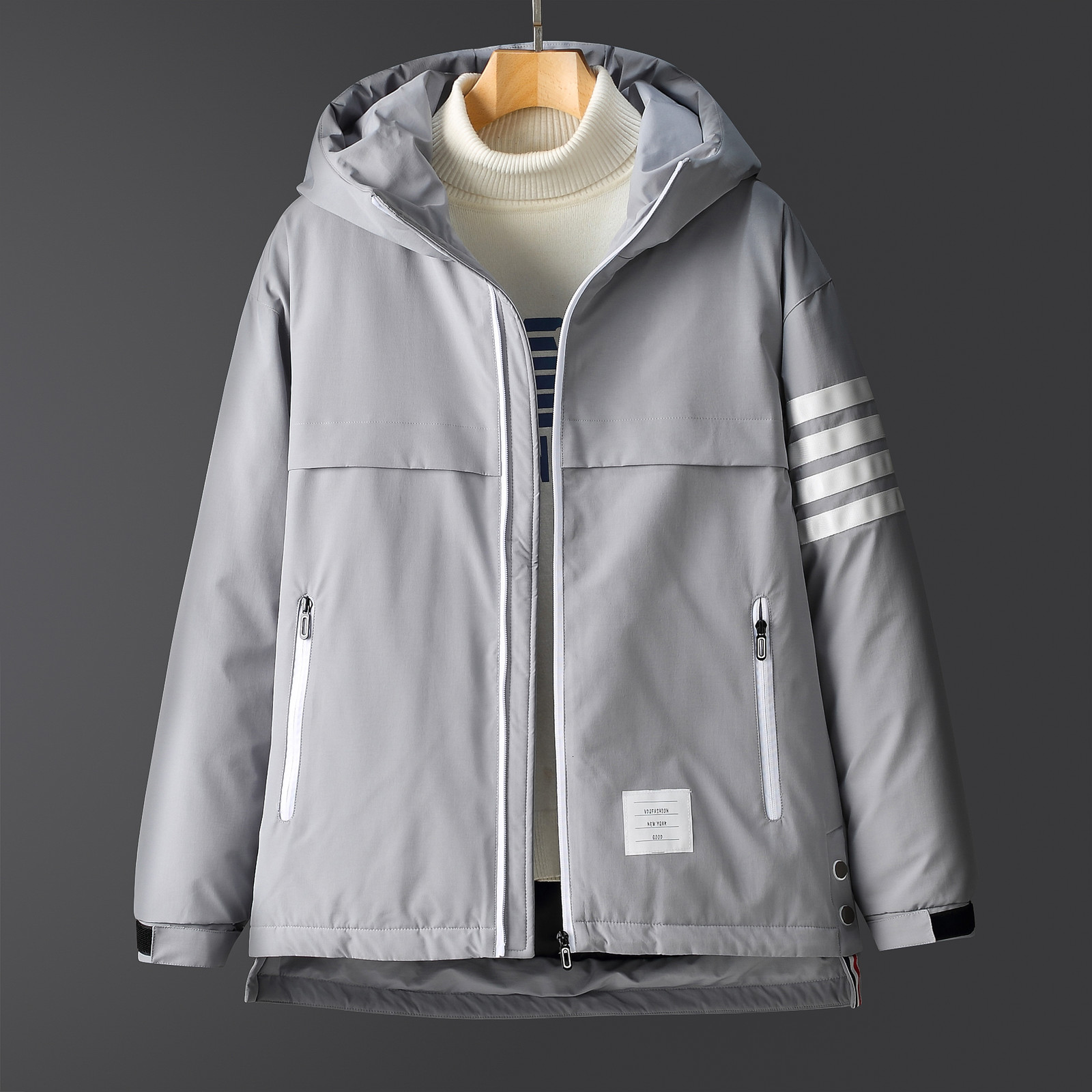

2021 Brand Mens New Fall Winter Down Jacket Long Sleeve Clothes Dust Coat Hooded Korean Style High Quality to Keep Warm Clothing Pdq5, Black