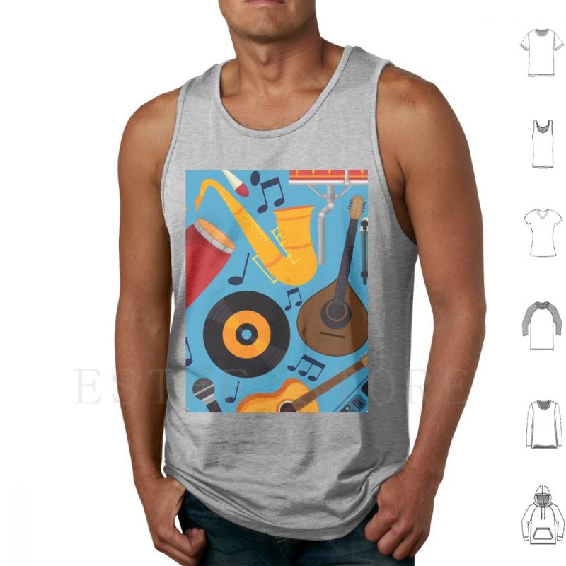 

Men' Tank Tops Musical Instrument Pattern Vest Music Vintage, M-sleeveless-gray