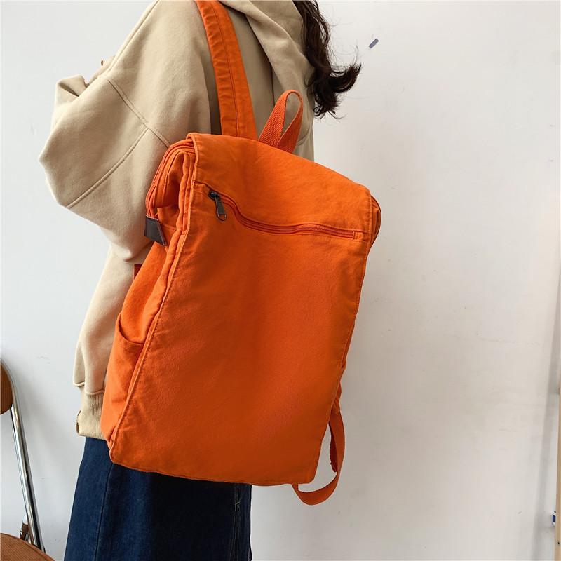 

Backpack Female Japanese Canvas Large Capacity High School Junior Student Bag Ins Style College, Black