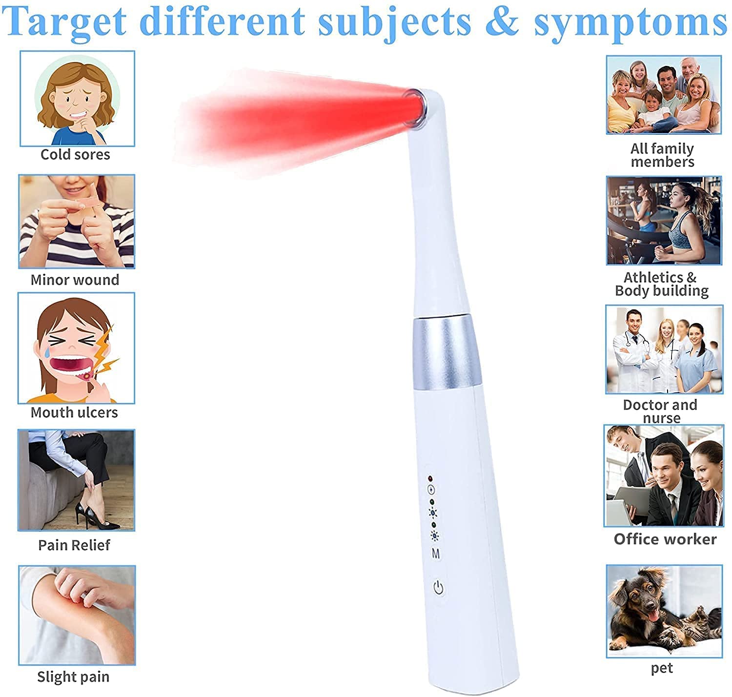 

Oral Hygiene 660nm 850nm handheld Red Light Therapy Coverage treatment inside or outside in mouth to be canker cold Sore device