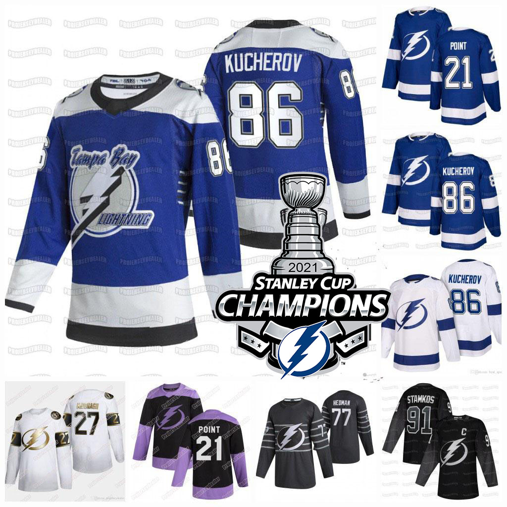

Tampa Bay Lightning Nikita Kucherov 2021 Stanley Cup Champions Jersey Brayden Point Victor Hedman Anthony Cirelli Stamkos McDonagh Brian Elliott Gourde Killorn, 2020 white golden edition mens s-xxxl
