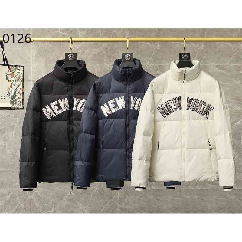 

2021 winter new Korean Chao brand MLB Yankees NY letter printing loose fashion couple down jacket, Blue