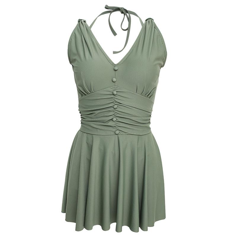 

Women Solid One Piece Swimwear Push Up Bathing Suit Swim Beach Dress Summer Sexy Swimming Holiday Wear Female Swimsuit Swimdress