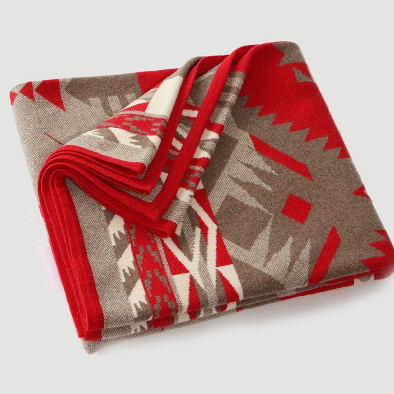 

Scarves Knitted 100% Cashmere Blanket Geometric Warm Thick Large Stole Oversize Bed Sheet Shawl Top