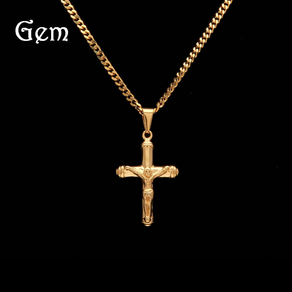 

Simple men's Jesus Cross Pendant vacuum plating color protection jewelry