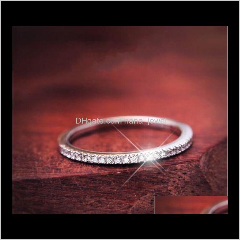

Pave Setting Luxury Jewelry Vintage Soild 925 Sterling Silver Topaz Cz Diamond Wedding Engagement Band Rings For Women Size 5-9 Never Ndyoz