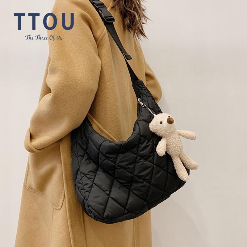 

Evening Bags Fashion Padded Nylon Woman Shoulder Bag Space Pad Down Cotton Shopper Crossbody Lady Female Winter Quilted Blown Hobo