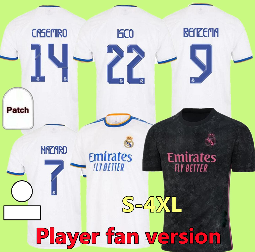

REAL MADRID jerseys 21 22 soccer football shirt ALABA HAZARD SERGIO RAMOS BENZEMA ASENSIO MODRIC MARCELO camiseta men S-4XL 2021 2022 fourth, Black;yellow