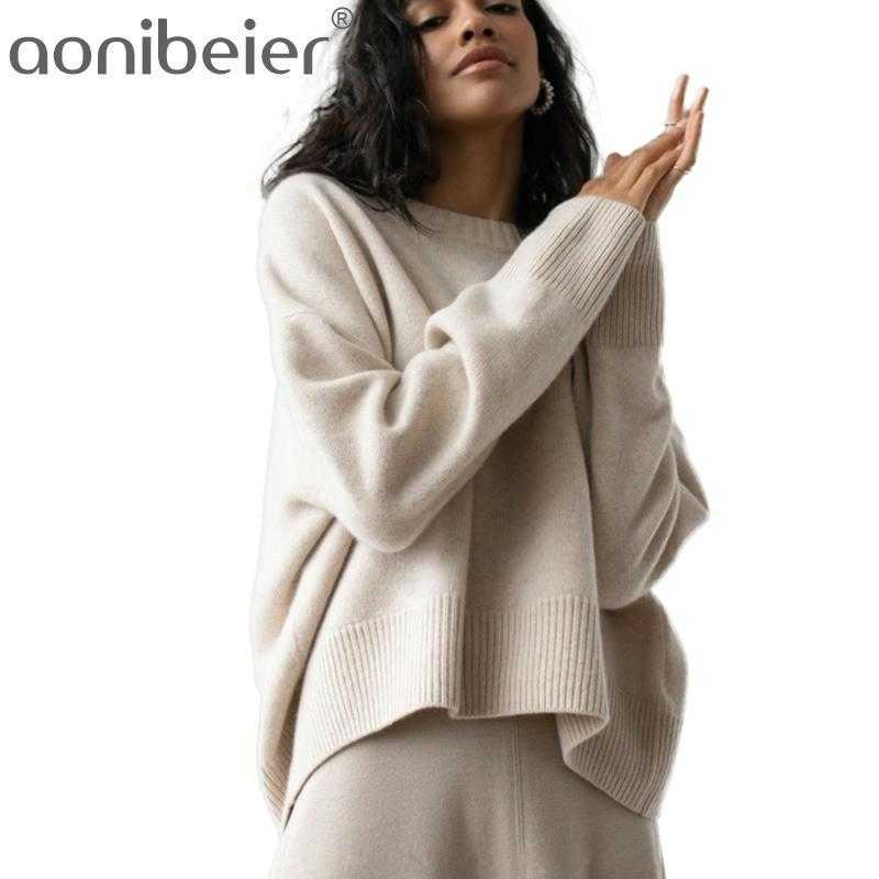 

Women's Classic Loose Sweater Pullover O-neck Long Sleeve Knit Jersey Female Solid Jumpers Basic Clothes 210604, Gray