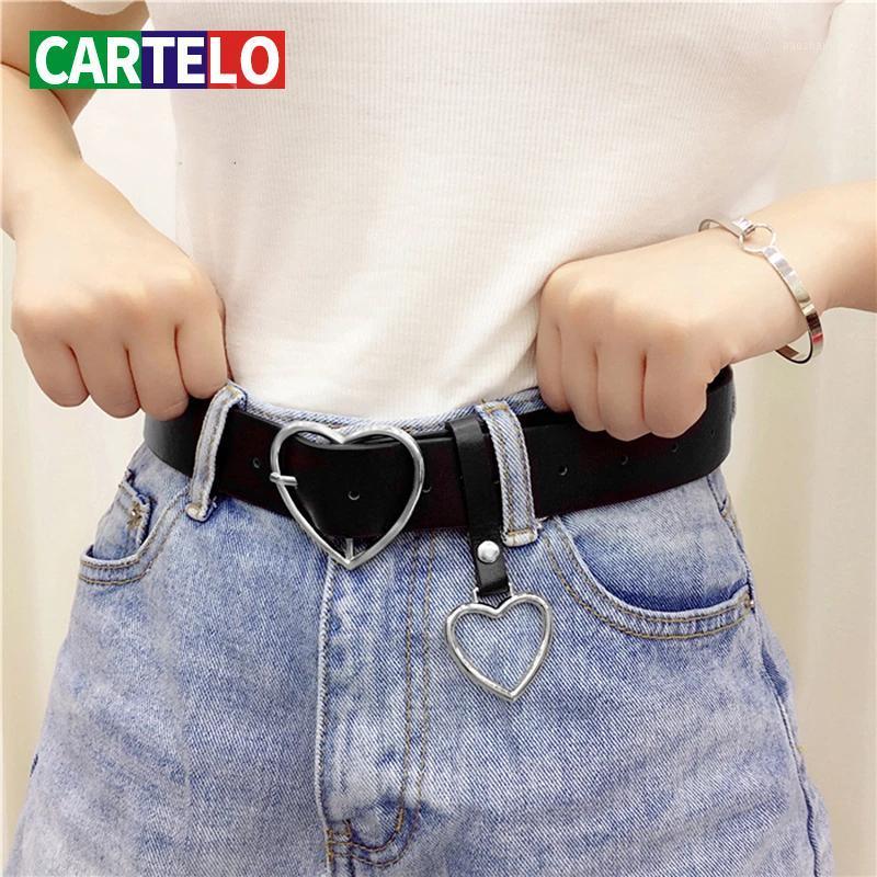 

Belts CARTELO Genuine Leather Ladies High Quality Alloy Love Pin Buckle Fashion Retro Belt Dress Jeans Decorative Cute, Black;brown