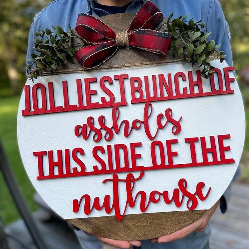 

Christmas Decorations Vacation Theme Door Hanger Wooden Round Hanging Sign Board