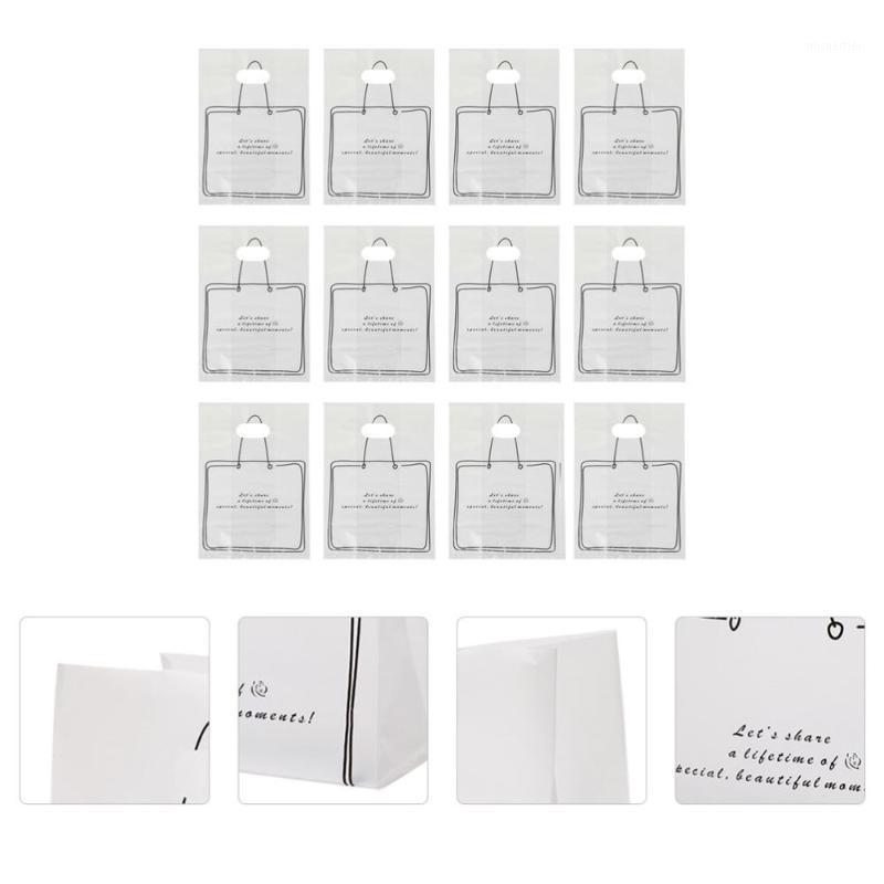 

50pcs Transparent Tote Bags Retail Square Bottom Takeaway Bag Gift Wrap