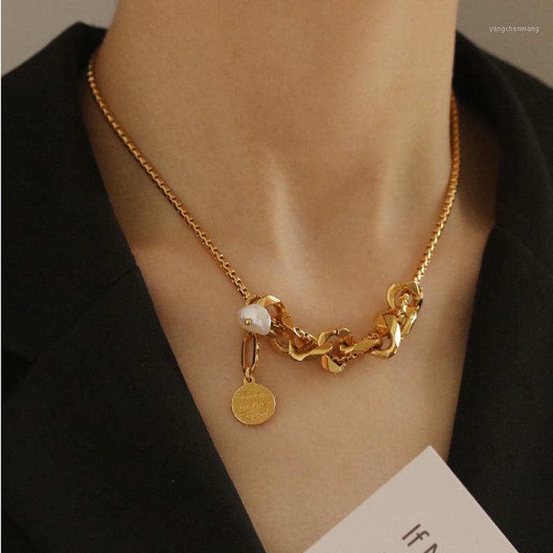 

Freshwater Pearl Choker Necklace Pendant Necklaces For Women Short Gold Color Chain Fine Jewelry 37cm+6.5cm Chains