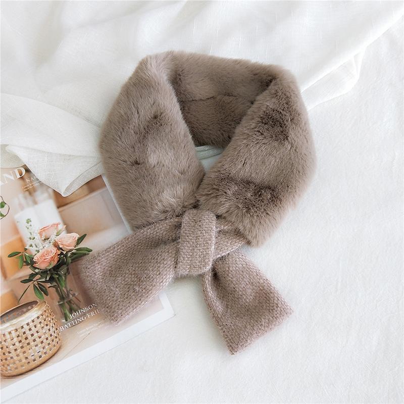 

Scarves 2021 Designer Pink Love Heart Knitted Scarf Women Winter Fashion Thick Warm Faux Fur Neck Collar For Ladies Foulards, Blue;gray