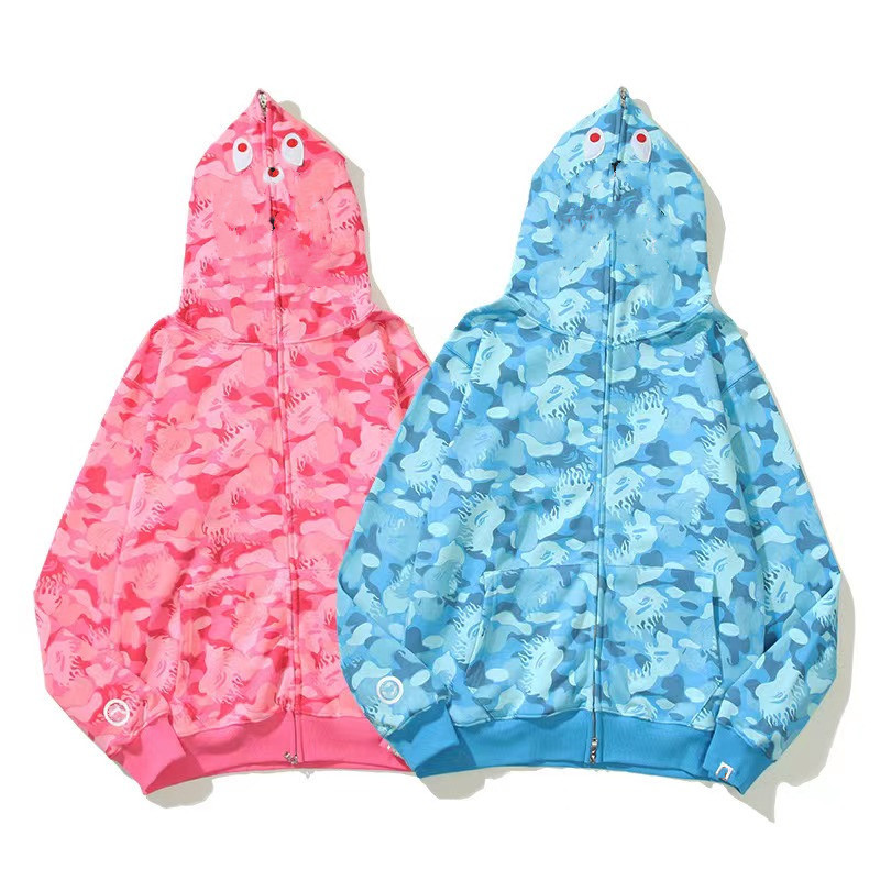 

Men's hoodies & sweaters Japanese high-quality shark head unisex pattern zipper hooded cardigan NGDS, Red