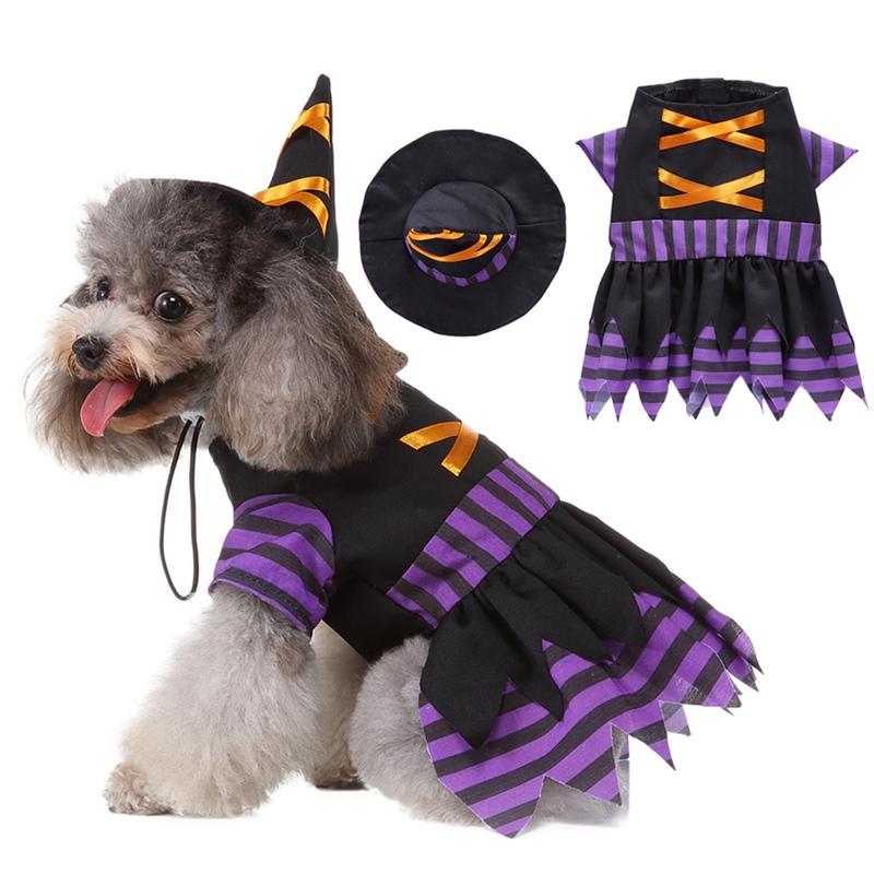 

Dog Apparel Dogs Costume Halloween Pet Dresses Puppy Funny Cosplay Chihuahua Teddy 2-legged Coat And Hat Set For