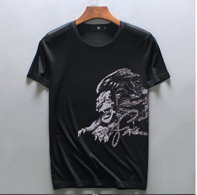 

2021 New Short Sleeve Shirt Men Summer High Quality Tshirt Top t Hot Puncture Mark Fashion Clothes Plus Size Acdw, As shown in the figure