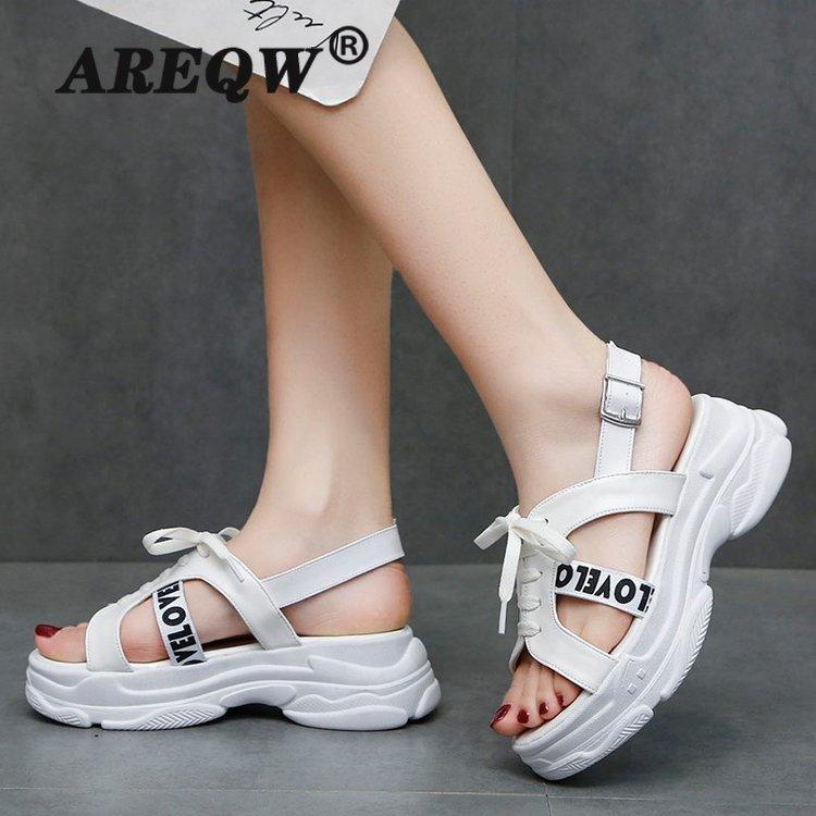 

Summer Women Sandals Buckle Design Black White Platform Sandals Comfortable Women Thick Sole Beach Shoes