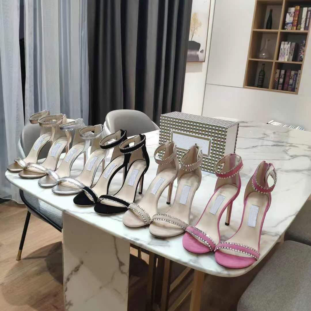 

2021 spring new gem trim one word open toe sandals, made of sheepskin, comfortable and sexy, romantic and charming, multi-color options, Black