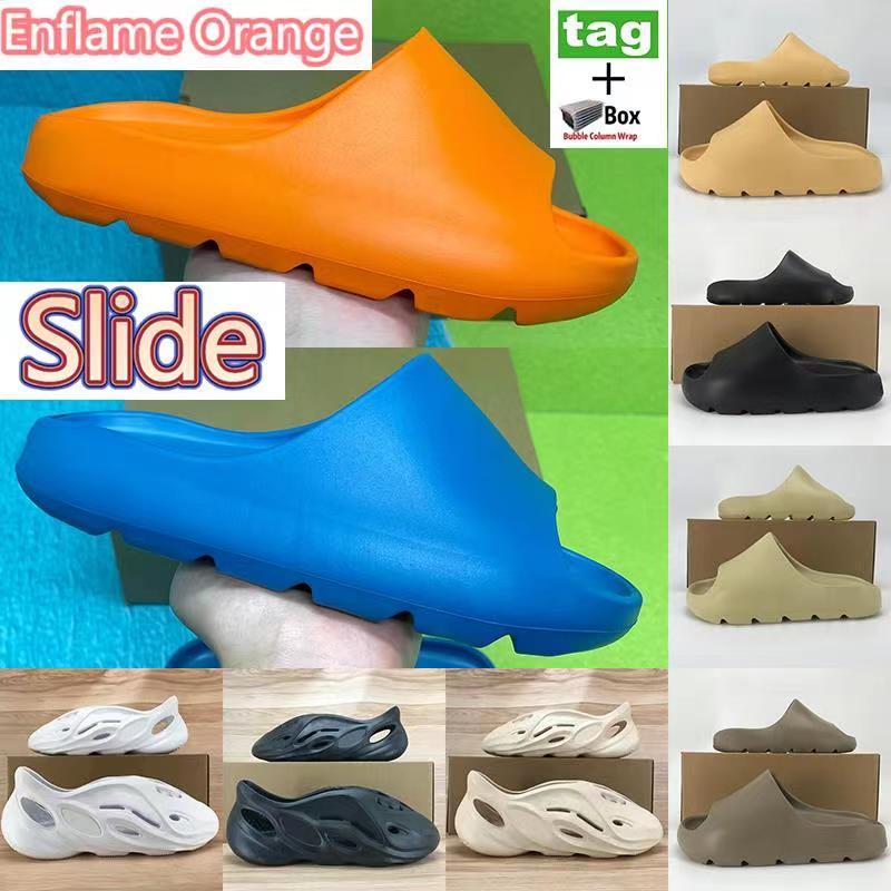 

2021 Summer slides Bone Desert sand mens slippers Enflame Orange soot earth brown Enfora resin men women shoes foam runner triple black red Ararat sandals with box, Bubble wrap packaging