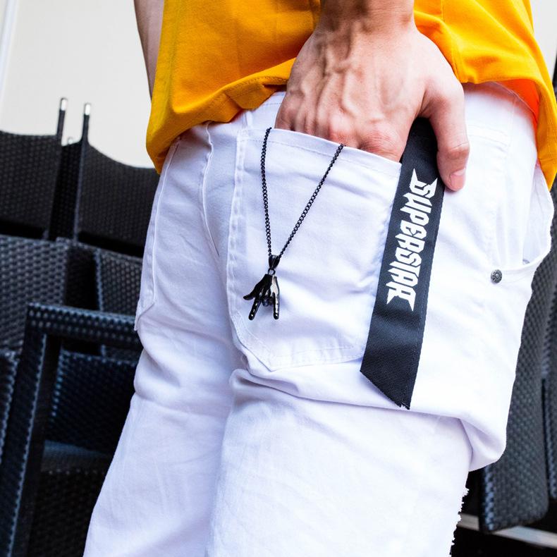 

Pendant Necklaces Hip-hop Boy Necklace Retro Titanium Steel Punk Rock Gesture Men Handsome Cool