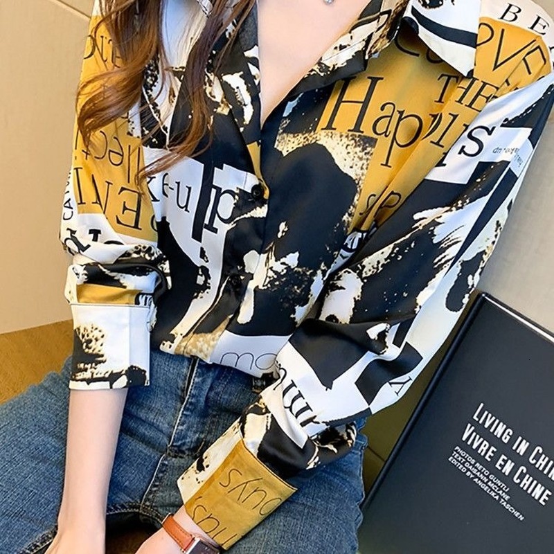 

2021 New Loose Printed Female Retro Chiffon Shirt Upper Design 2021-spring Women's Blouses Vintage Sweaters G10n, Games