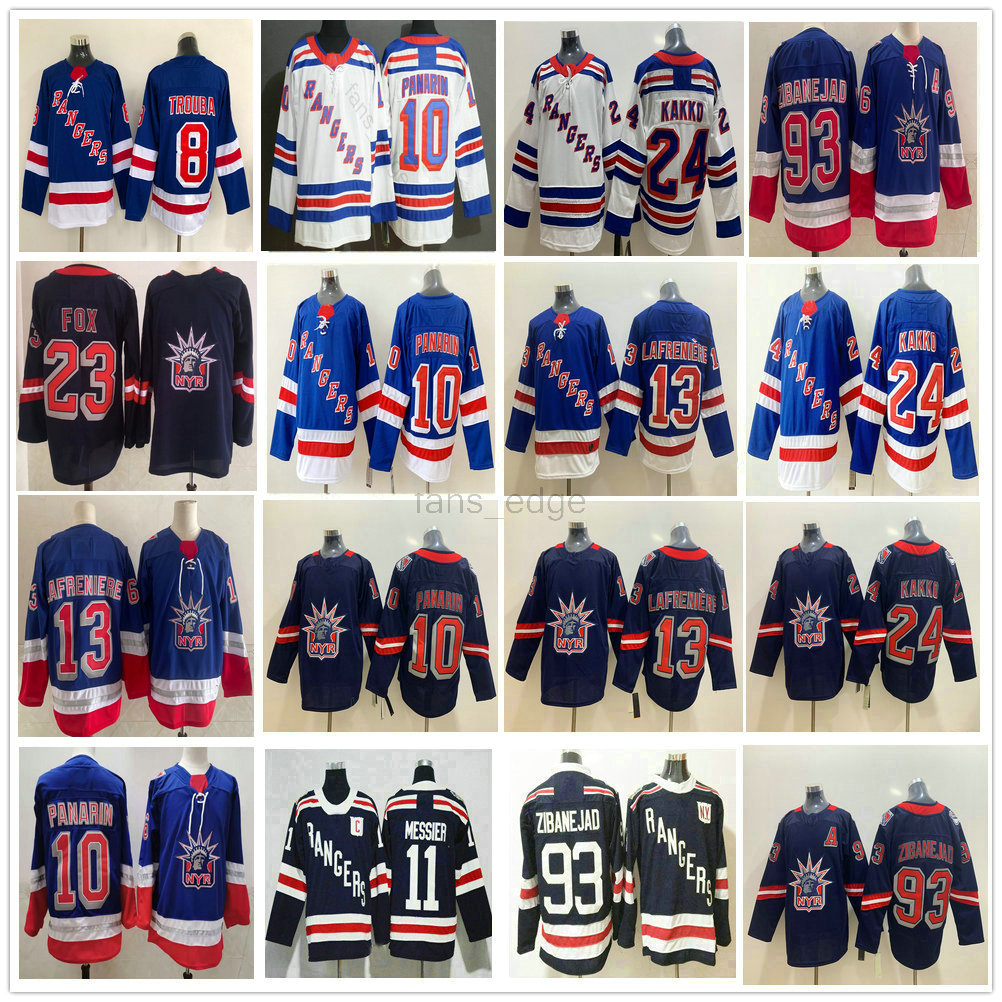 

New York Rangers Reverse Retro Hockey Jerseys #10 Artemi Panarin 24 Kaapo Kakko 13 Alexis Lafreniere 8 Jacob Trouba 23 Adam Fox 93 Zibanejad 11 Messier 20 Chris Kreider, Only player #10.#13.#93