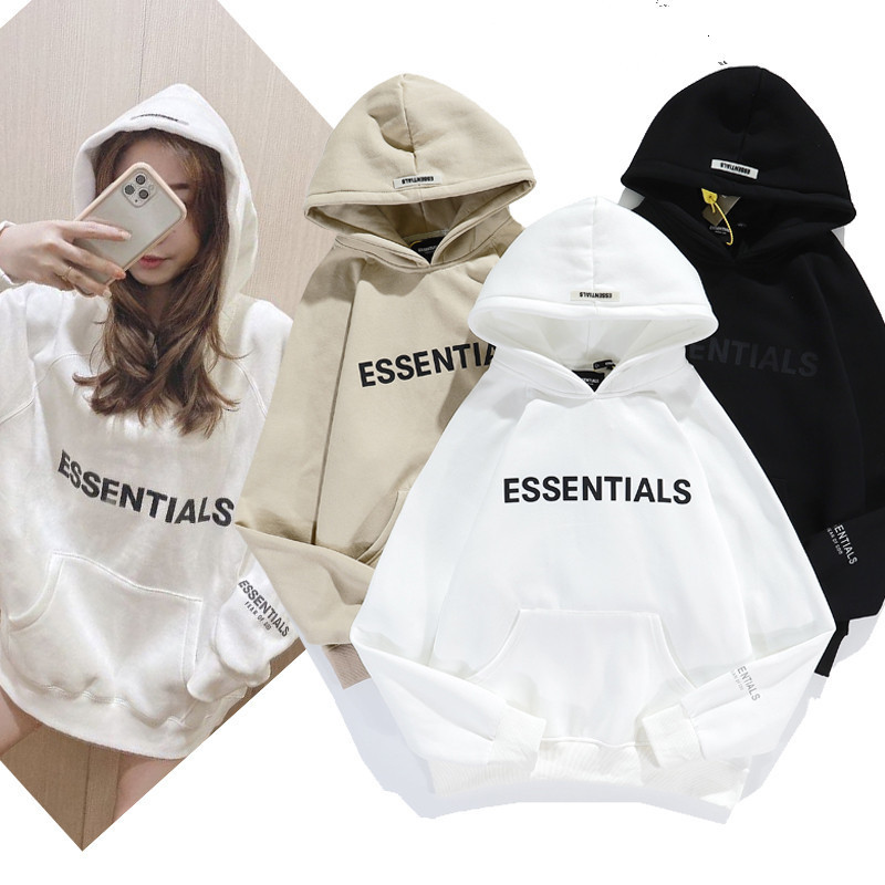 

Fog double line Bieber Hoodie 3M reflective sleeve letter Plush hoodie coat, Black