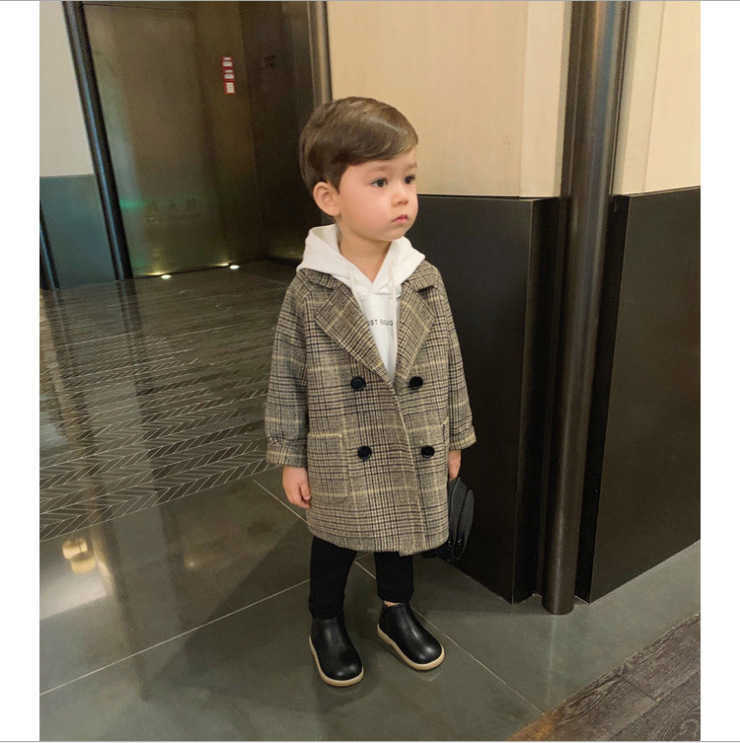 

Boys' coat 2021 spring and autumn children's coat middle and small children's wear Korean version baby middle and long windbreaker foreign, F00097 grey blue coat