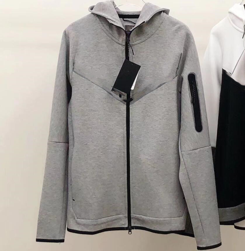 

Men's Sweatshirt European American style 7colour TECH casual Sweatshirt knitted jacket 2021 men full-length zipper cardigan sports hooded CU4490-010-072 -XXL, Gray