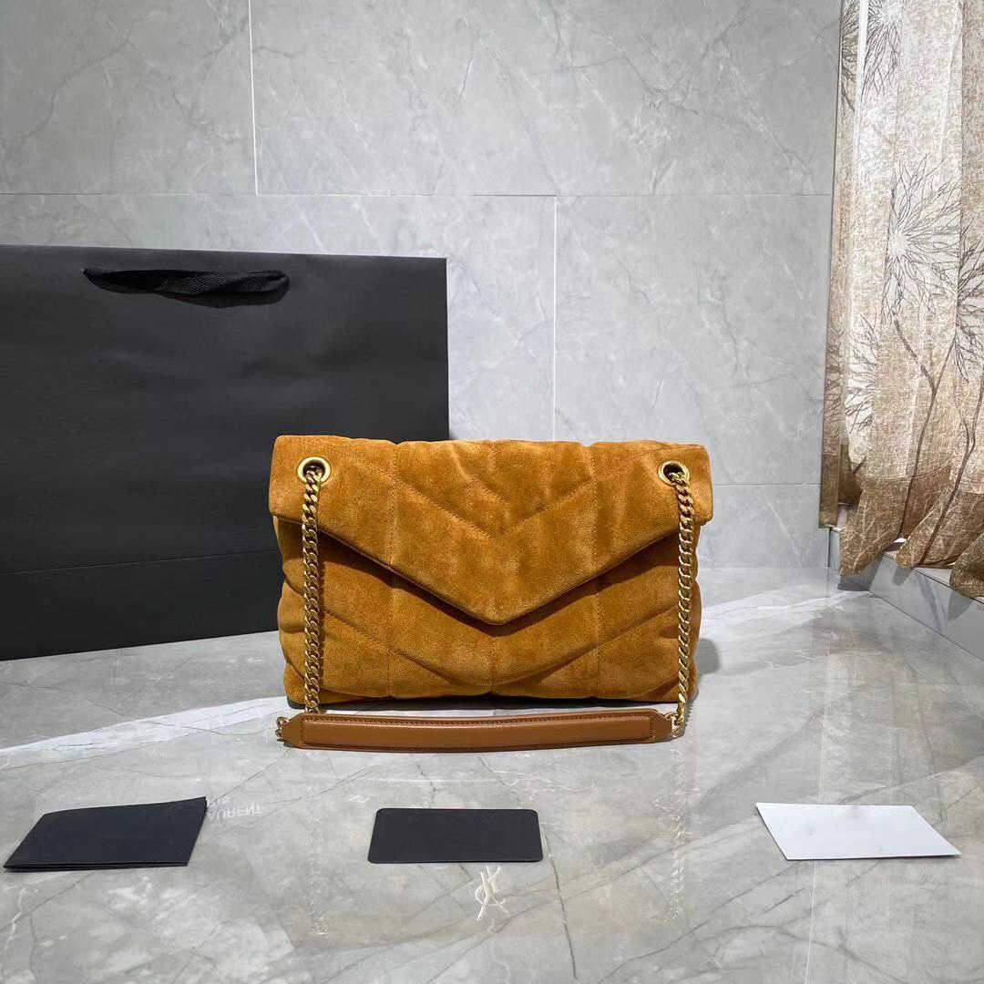 

Handbag Mini Luxurys Bags Designer Tote Bag Branded crossbody 577476 LOULOU puffer Nubuck leather Two sizes Shoulder Women Purse Frosted, 27x17x11 cm brown