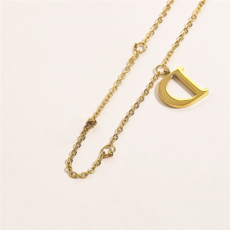 

Fashion Necklaces Gold Color Stainless Steel Women D Letter Necklace C1204X