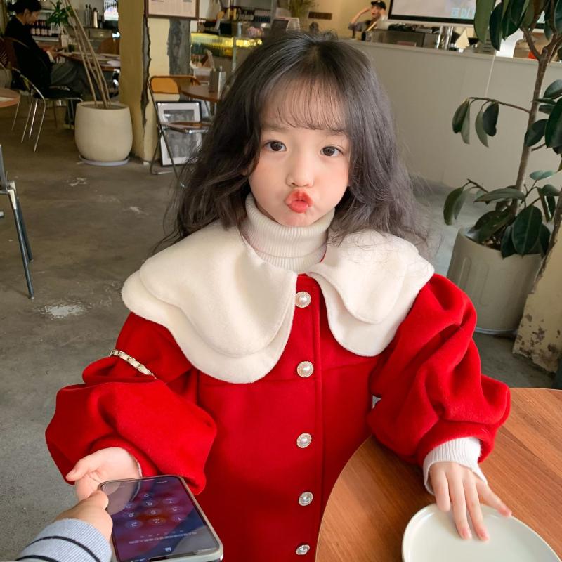 

Jackets 2021 Autumn Winter Kids Woolen Coat Red, Blue;gray