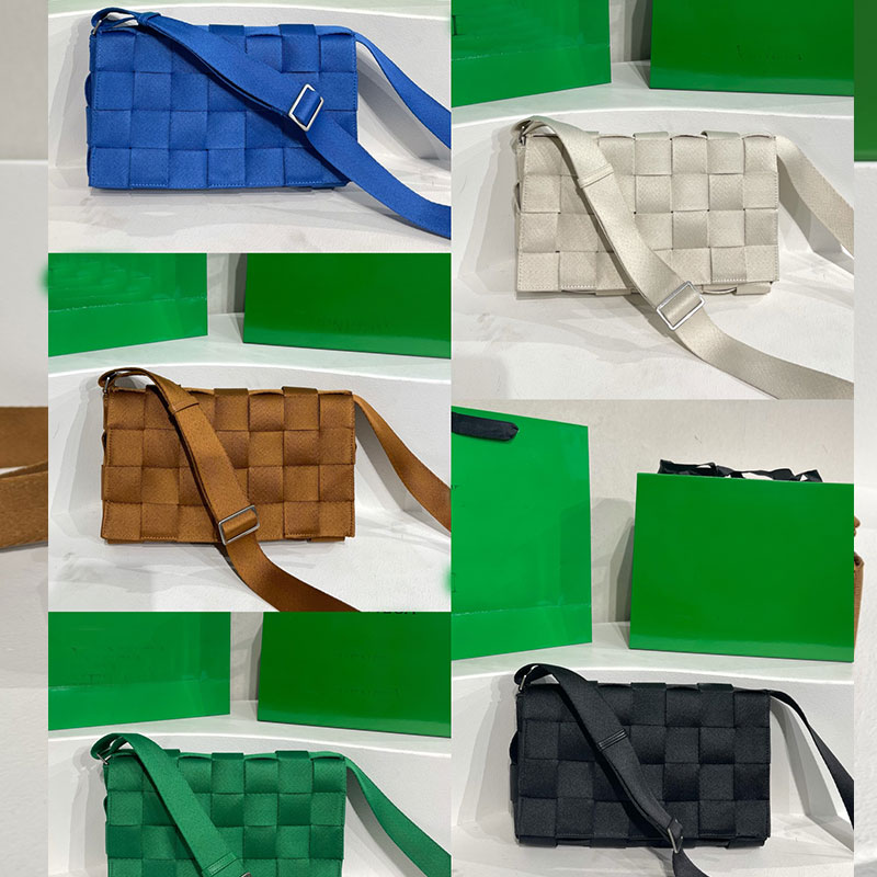 

Check Crossbody Bag Fashion Messenger Handbags Women Handbag Purse Fabric Woven Brown Thick Shoulder Strap Serrated Triangle Hardware