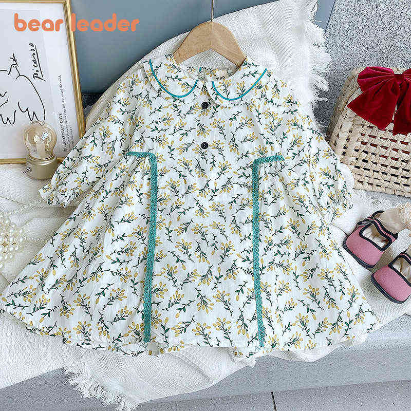 

Bear Leader Girls Summer Casual Costumes Fashion Korean Cotton Baby Girl Flowers Dresses Kids Princess Party Vestidos 2-6Y 210708, Ah5423green