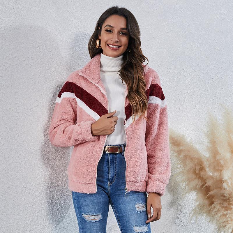 

Women' Fur & Faux Winter Warm Fluffy Coat Zipper Up Women Casual Patchworked Short Jackets Stand Collar Fashion Plush Coats Womens 2021, 1597 black