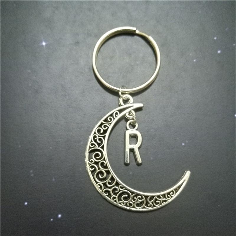 

Keychains Crescent Moon Keychain DIY Keyring Gift Men Women Fashion With Initial
