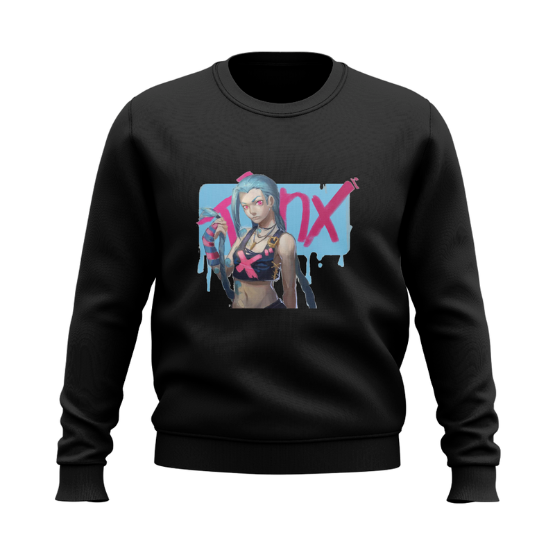 

Sweater lol Battle of Two Cities Side Face Girl Pattern Casual Party Style Top Round Neck High Quality Autumn/Winter Hoodless Sweater, Black