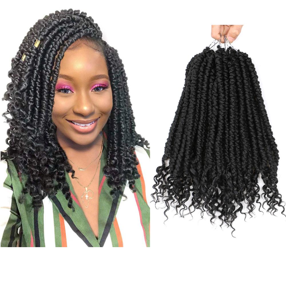 

Hair 12" Pre Twisted Spring Twist Crochet Hair Curly Bouncy Synthetic Crochet Braids 60g/pcs For Women Black Ombre Braiding Hair, T27