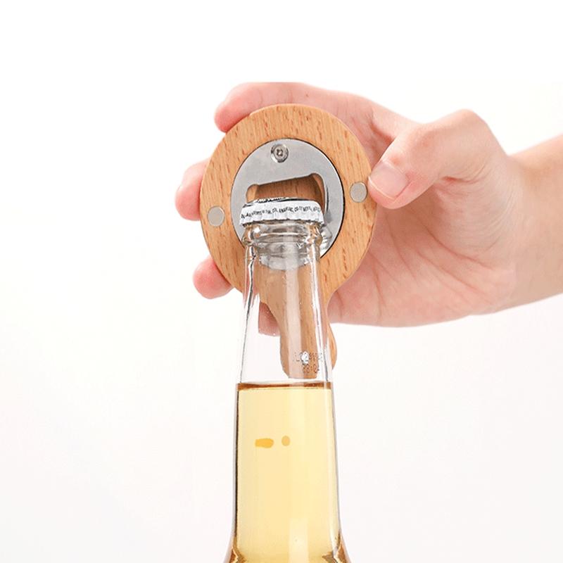 

Wood Beer Opener with Magnet Wooden and Bamboo Refrigerator Magnet Magnetic Bottle Openers GWF12278