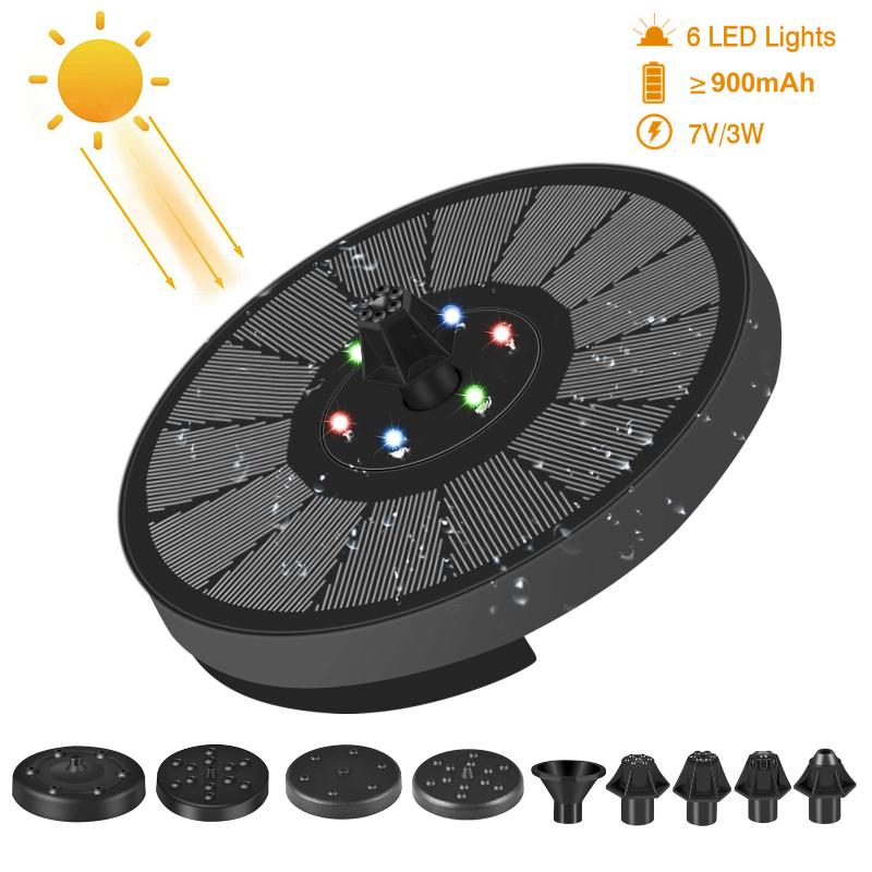 

Solar Fountain Pump 7V 3W Portable Floating Powered Water For Birdbath Backyard Pond Pool Garden Decor Decorations