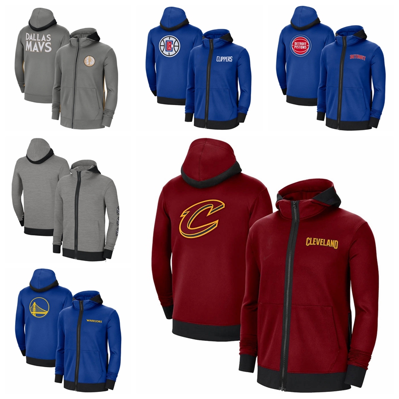 

Pistons Clippers Warriors Mavericks Royal Authentic Showtime Performance Full-Zip Hoodie Jacket, Black