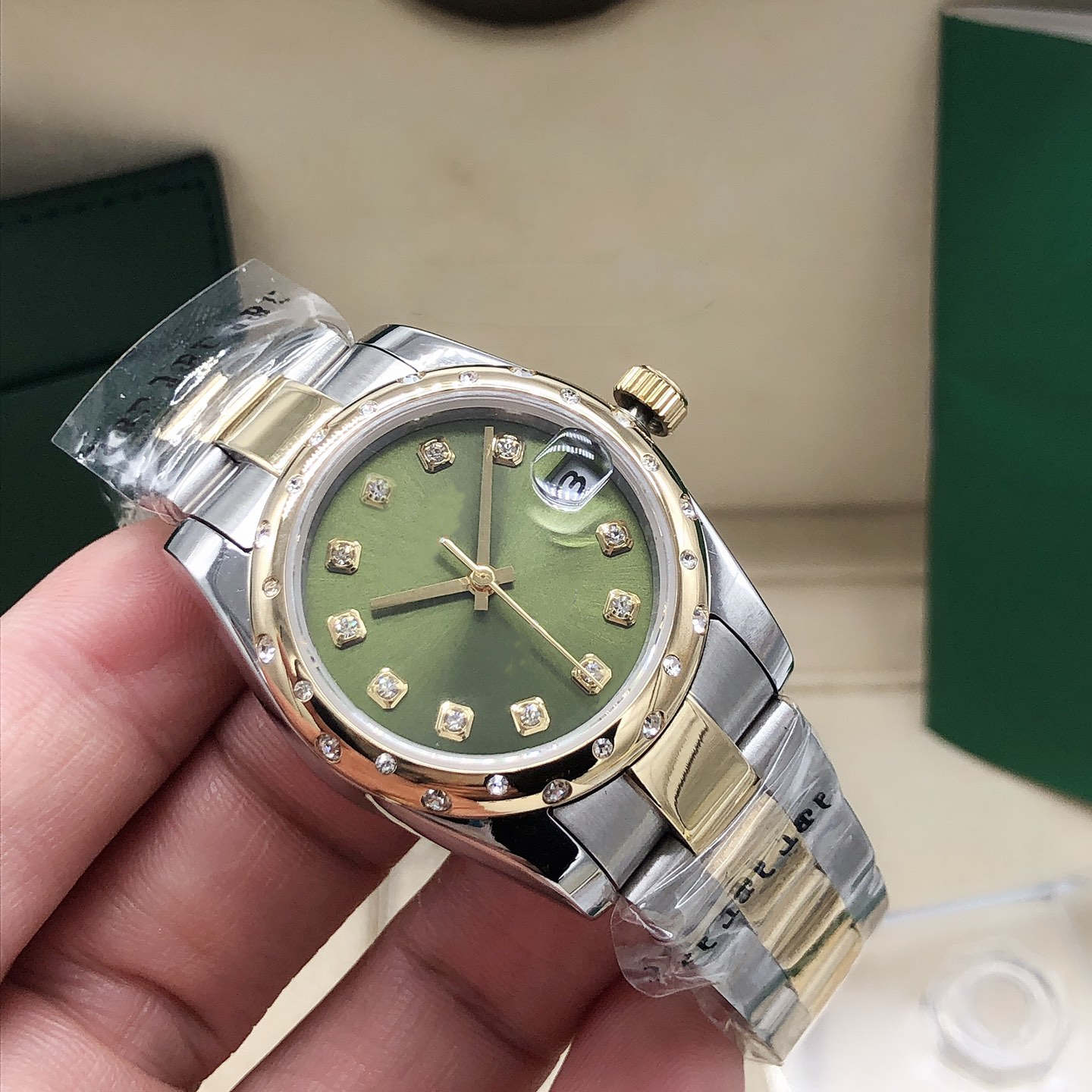 

Master design automatic mechanical women's watch, luxury fashion 31mm dial movement waterproof large window calendar, folding buckle, star business handbag, 10