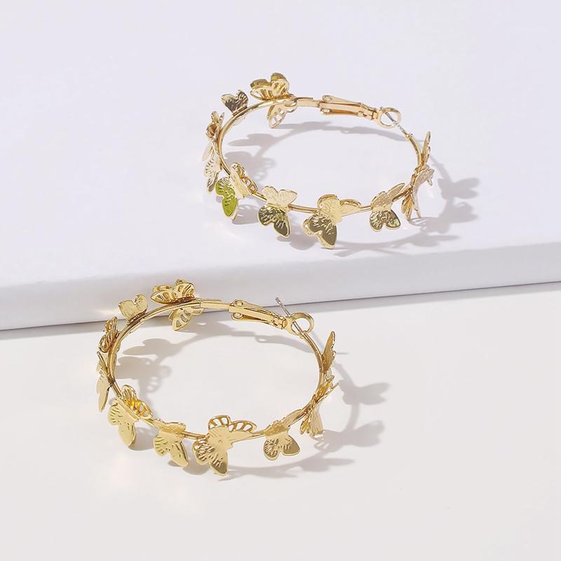 

Hoop & Huggie Autumn And Winter Ladies Golden Butterfly Circle Earrings