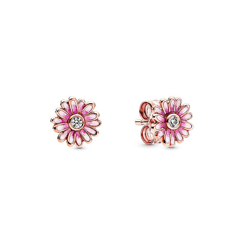 

18K Rose Gold Daisy Earrings 925 Sterling Silver CZ Diamond Original Box Suitable for Pandora Lady Girl Gift Earring Set