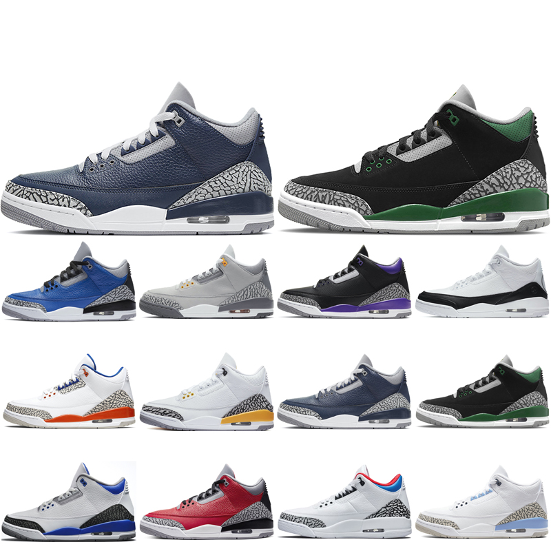 

hot men Pine Green basketball shoes 3s Blue Cement Cool Grey Court Purple Fragment Knicks Laser Orange Midnight Navy Seoul UNC trainers sneakers