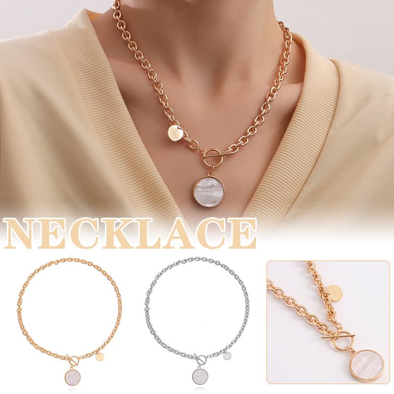 

Chains Women's Round Pendant Necklace Punk Style Choker Jewelry Gift Fashionable And Elegant HSJ88, Silver