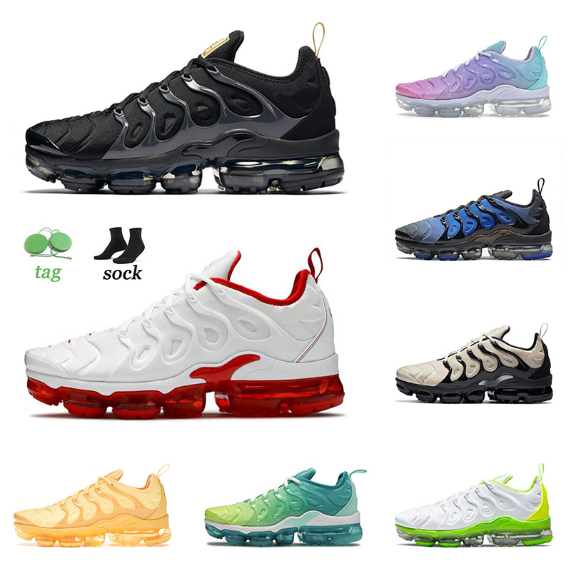 

2021 Arrival Tn Plus Running Shoes Mens Women Triple Black Creamsicle Fresh Cherry Coquettish Light Bone Pastel Cool Grey Snaekers Trainers, D25 neon 40-45