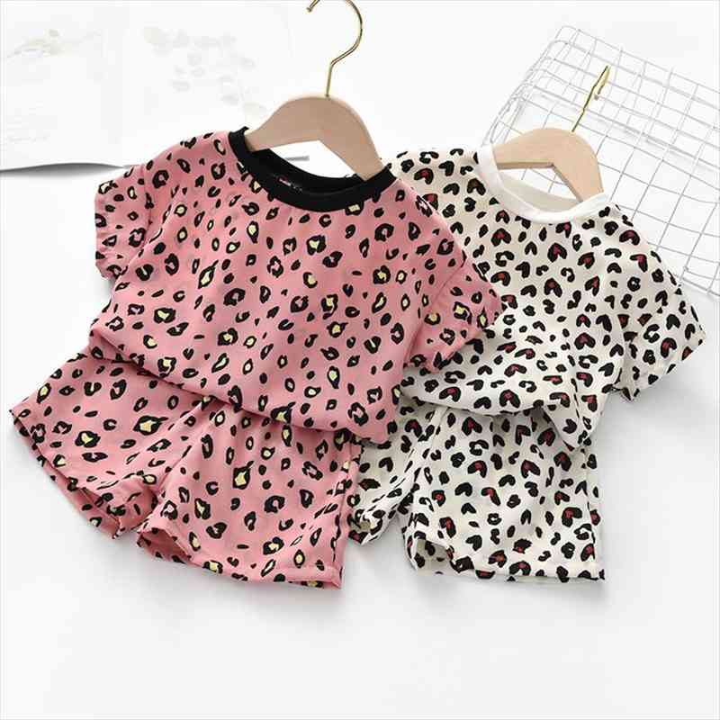 

Leopard Print Toddler Kids Baby Girl Boy Tops T-shirt Shorts Pants 2pcs Clothes Set Fashion Kids Child Summer, White